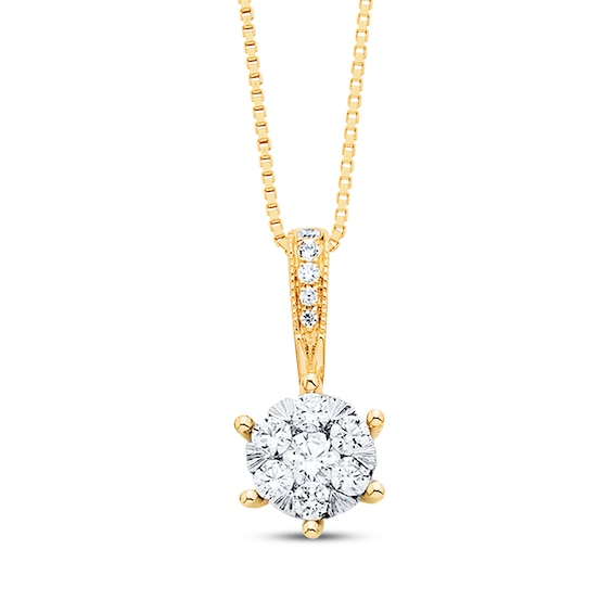Diamond Necklace 1/3 ct tw Round-cut 14K Yellow Gold
