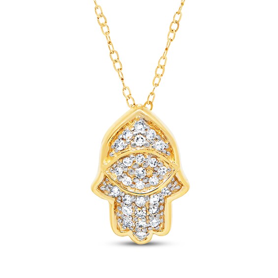 Hamsa Necklace 1/10 ct tw Diamonds 14K Yellow Gold