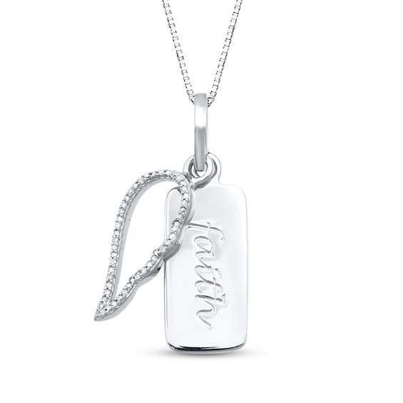 "Faith" Diamond Angel Wing Necklace 1/20 ct tw Sterling Silver