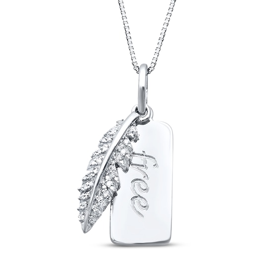 "Free" Diamond Feather Necklace 1/20 ct tw Sterling Silver