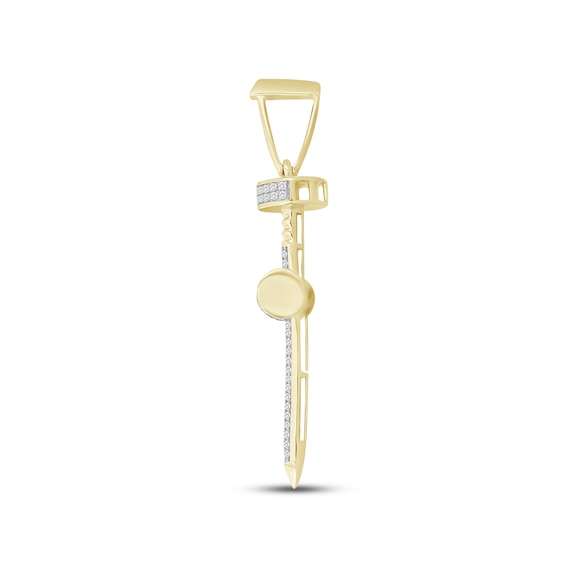 Thumbnail Image 3 of Men's Diamond Tri-Nail Cross Pendant 1/3 ct tw Round-cut 10K Yellow Gold