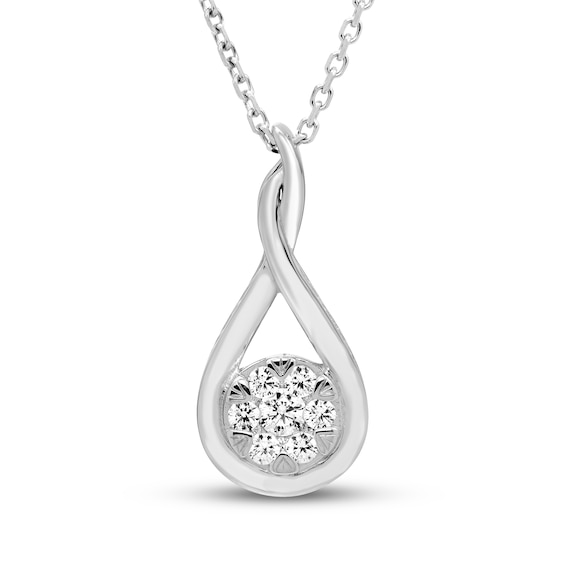Diamond Necklace 1/5 ct tw Round-cut 10K White Gold 18"