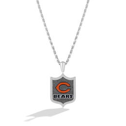 True Fans Chicago Bears 1/5 CT. T.W. Diamond and Enamel Reversible Shield Necklace in Sterling Silver