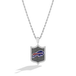 True Fans Buffalo Bills 1/5 CT. T.W. Diamond and Enamel Reversible Shield Necklace in Sterling Silver