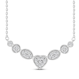 Multi-Diamond Chevron Heart Necklace 1/4 ct tw Sterling Silver 18"