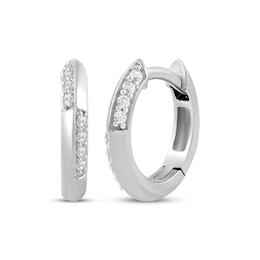 KAY Lab-Grown Diamonds Alternating Huggie Hoop Earrings 1/10 ct tw Sterling Silver