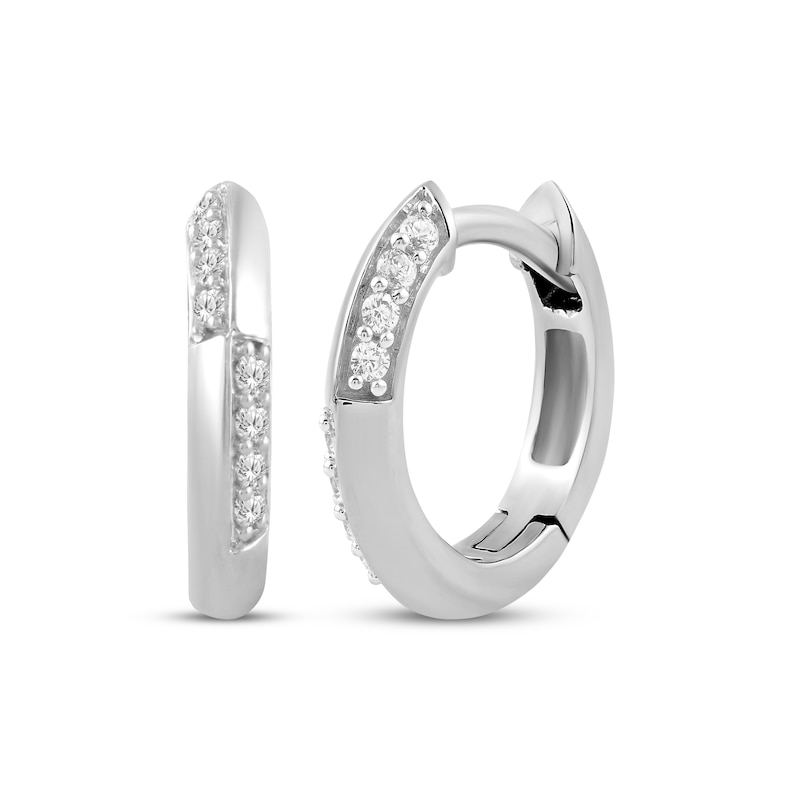 Main Image 1 of KAY Lab-Grown Diamonds Alternating Huggie Hoop Earrings 1/10 ct tw Sterling Silver