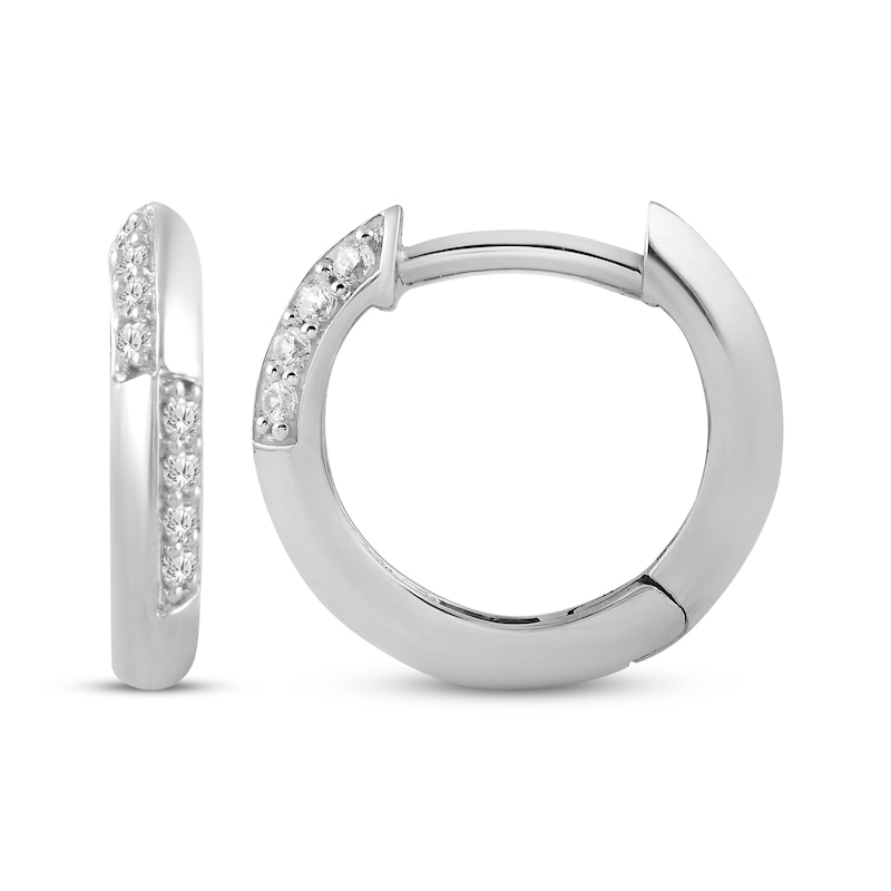 Main Image 3 of KAY Lab-Grown Diamonds Alternating Huggie Hoop Earrings 1/10 ct tw Sterling Silver