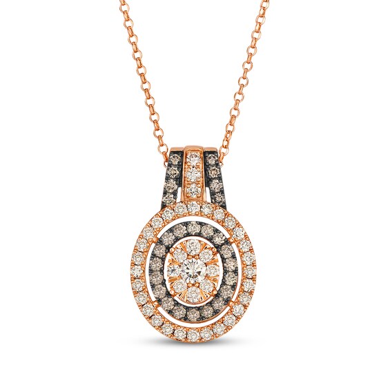 Le Vian Vault Multi-Diamond Oval Halo Necklace 1-3/4 ct tw 14K Strawberry Gold 19"