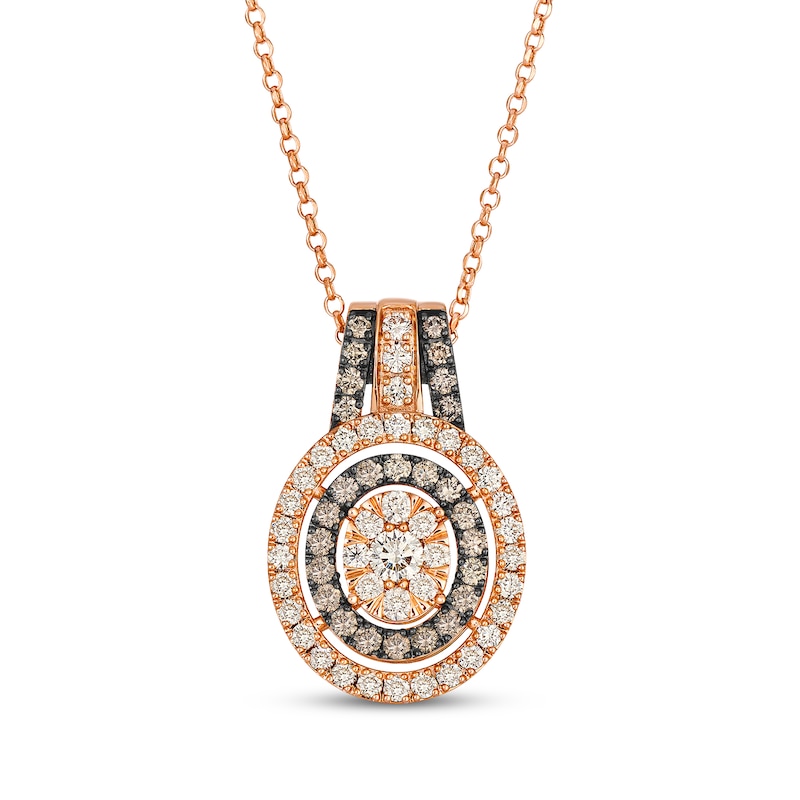 Main Image 1 of Le Vian Vault Multi-Diamond Oval Halo Necklace 1-3/4 ct tw 14K Strawberry Gold 19"