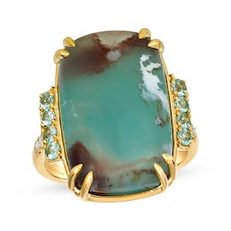 Le Vian Vault Cushion-Cut Peacock Aquaprase & Green Beryl Ring 1/10 ct tw Diamonds 14K Honey Gold