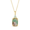 Thumbnail Image 1 of Le Vian Vault Cushion-Cut Peacock Aquaprase & Green Beryl Necklace 14K Honey Gold 19"