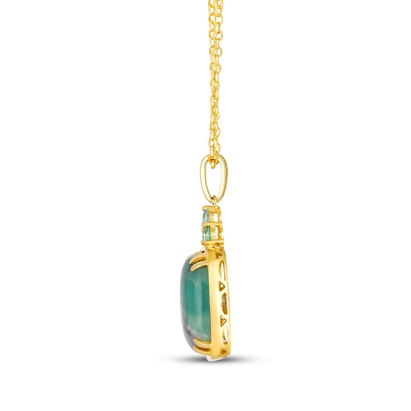 Main Image 2 of Le Vian Vault Cushion-Cut Peacock Aquaprase & Green Beryl Necklace 14K Honey Gold 19"