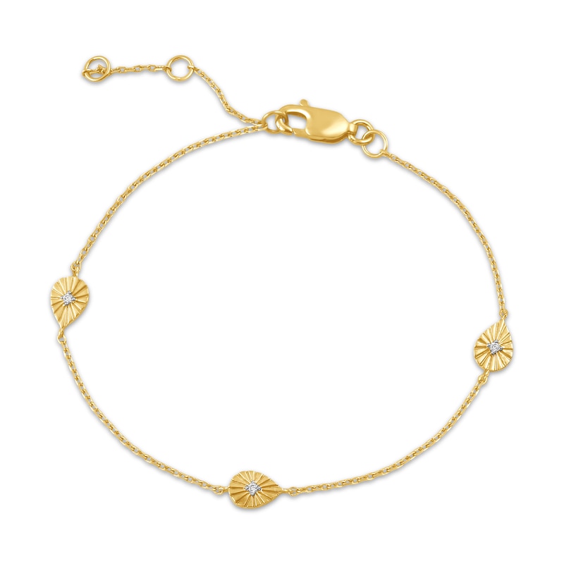 Main Image 1 of KAY Lab-Grown Diamonds Accent Sunburst Teardrop Station Bracelet 14K Yellow Gold-Plated Sterling Silver 7.25"