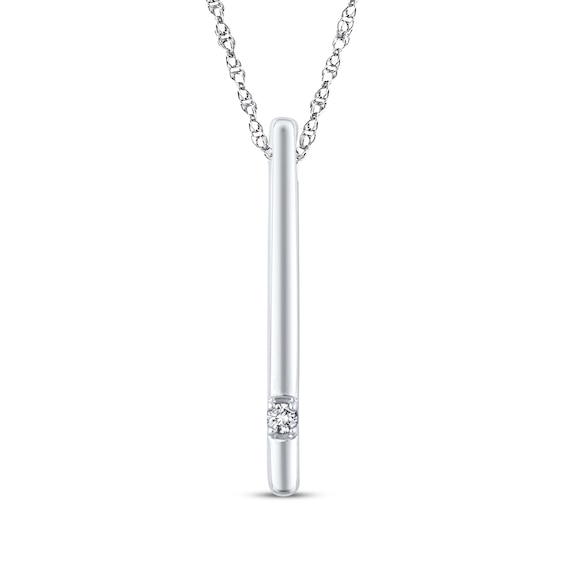 Diamond Bar Necklace 10K White Gold