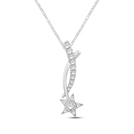 Diamond Star Necklace 1/10 ct tw Round-Cut Sterling Silver 19"