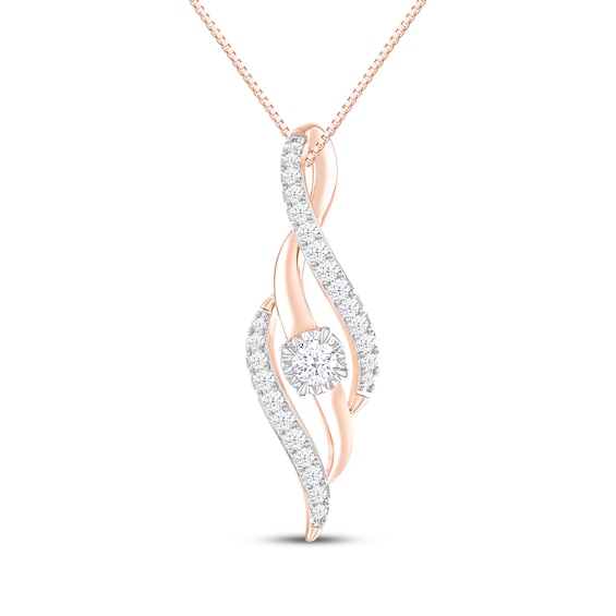 Diamond Journey Necklace 1/3 ct tw Round-Cut 10K Rose Gold 18"