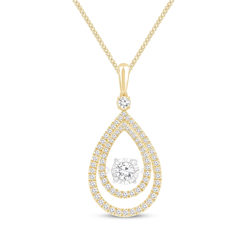 Main Image 1 of Unstoppable Love Diamond Double Teardrop Necklace 3/4 ct tw 10K Yellow Gold 19"