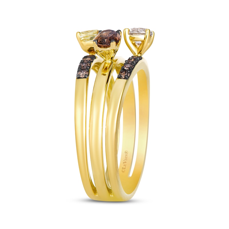 Main Image 2 of Le Vian Multi-Shape Diamond Three-Row Ring 7/8 ct tw 14K Honey Gold