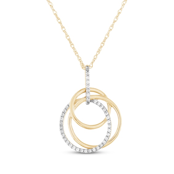 Diamond Linked Circles Necklace 1/8 ct tw 10K Yellow Gold 18"