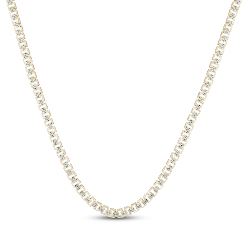 Main Image 1 of Men's Multi-Diamond Rectangle Link Necklace 2-1/6 ct tw 10K Yellow Gold 20"