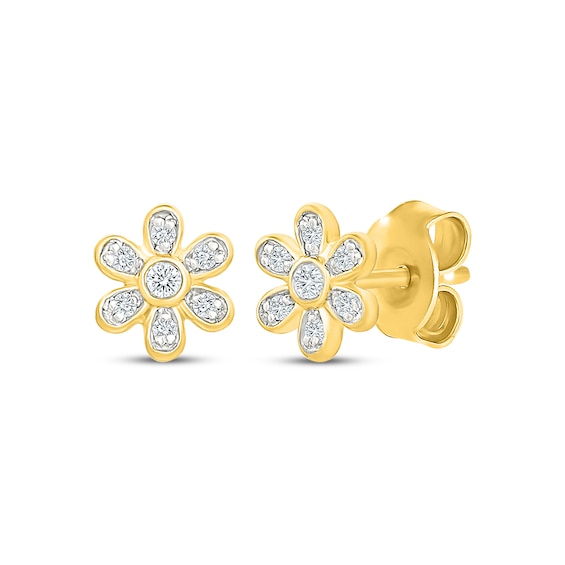 KAY Lab-Grown Diamonds Flower Stud Earrings 1/15 ct tw 10K Yellow Gold