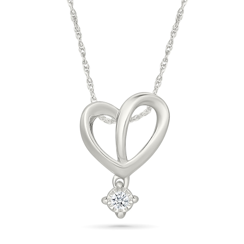 Main Image 1 of KAY Lab-Grown Diamond Accent Freeform Open Heart Necklace Sterling Silver