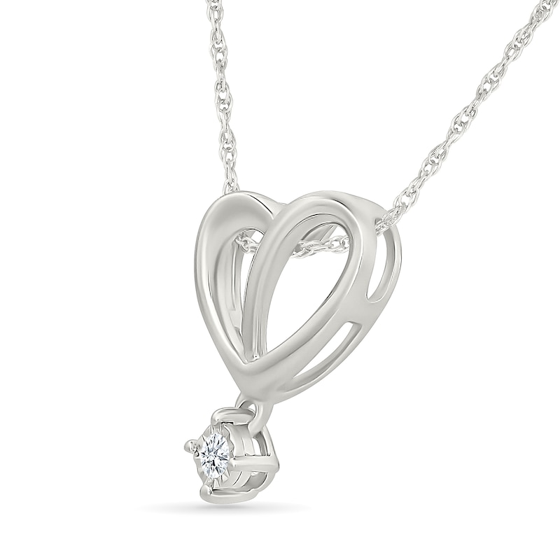 Main Image 2 of KAY Lab-Grown Diamond Accent Freeform Open Heart Necklace Sterling Silver