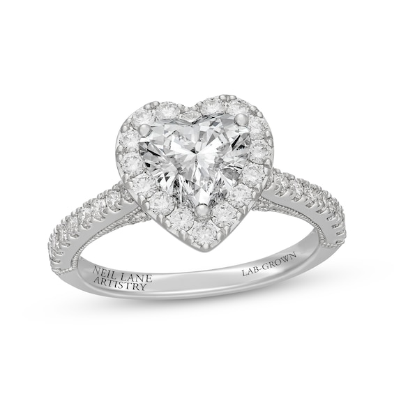 Neil Lane Artistry Heart-Shaped Lab-Grown Diamond Engagement Ring 2-1/4 ct tw 14K White Gold