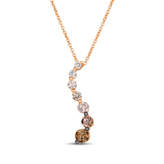 Le Vian Chocolate Ombré Diamond Curve Necklace 1/2 ct tw 14K Strawberry Gold 20"