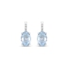 Thumbnail Image 2 of Oval-Cut Aquamarine & White Lab-Created Sapphire Stud Earrings Sterling Silver