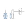 Thumbnail Image 3 of Oval-Cut Aquamarine & White Lab-Created Sapphire Stud Earrings Sterling Silver