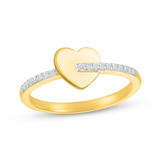 Diamond Heart Ring 1/10 ct tw 10K Yellow Gold