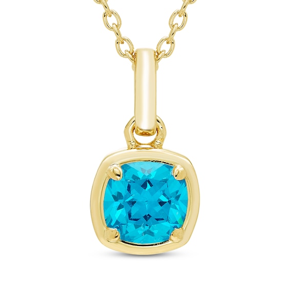 STUDIO BY KAY Cushion-Cut Swiss Blue Topaz Solitaire Necklace 24K Yellow Gold Vermeil Sterling Silver 18"