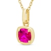 Thumbnail Image 2 of STUDIO BY KAY Cushion-Cut Pink Lab-Created Sapphire Solitaire Necklace 24K Yellow Gold Vermeil Sterling Silver 18"