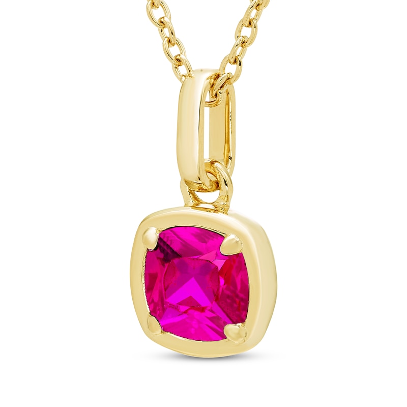 Main Image 2 of STUDIO BY KAY Cushion-Cut Pink Lab-Created Sapphire Solitaire Necklace 24K Yellow Gold Vermeil Sterling Silver 18"