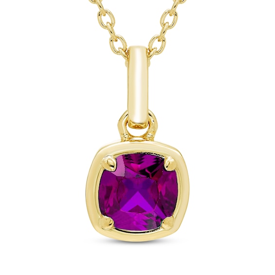STUDIO BY KAY Cushion-Cut Amethyst Solitaire Necklace 24K Yellow Gold Vermeil Sterling Silver 18"