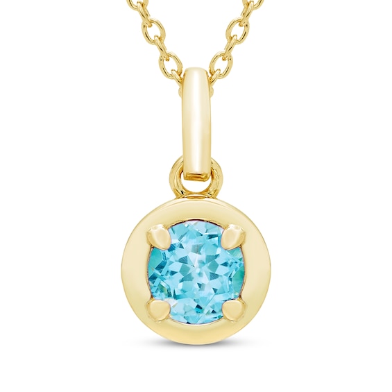 STUDIO BY KAY Round-Cut Swiss Blue Topaz Solitaire Necklace 24K Yellow Gold Vermeil Sterling Silver 18"