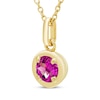 Thumbnail Image 2 of STUDIO BY KAY Round-Cut Pink Lab-Created Sapphire Solitaire Necklace 24K Yellow Gold Vermeil Sterling Silver 18"
