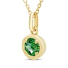 Thumbnail Image 2 of STUDIO BY KAY Round-Cut Lab-Created Emerald Solitaire Necklace 24K Yellow Gold Vermeil Sterling Silver 18"