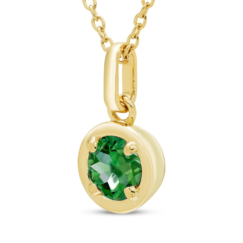 Main Image 2 of STUDIO BY KAY Round-Cut Lab-Created Emerald Solitaire Necklace 24K Yellow Gold Vermeil Sterling Silver 18"