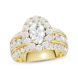 Now + Forever Lab-Grown Diamonds Certified Oval-Cut Halo Engagement Ring 2-1/2 ct tw 14K Yellow Gold