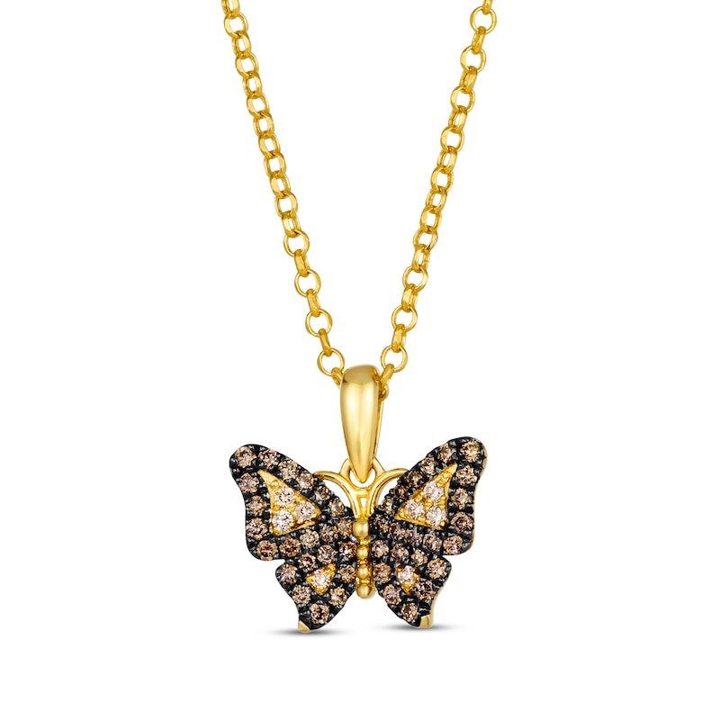 Main Image 1 of Le Vian Garden Party Diamond Butterfly Necklace 1/3 ct tw 14K Honey Gold 19"