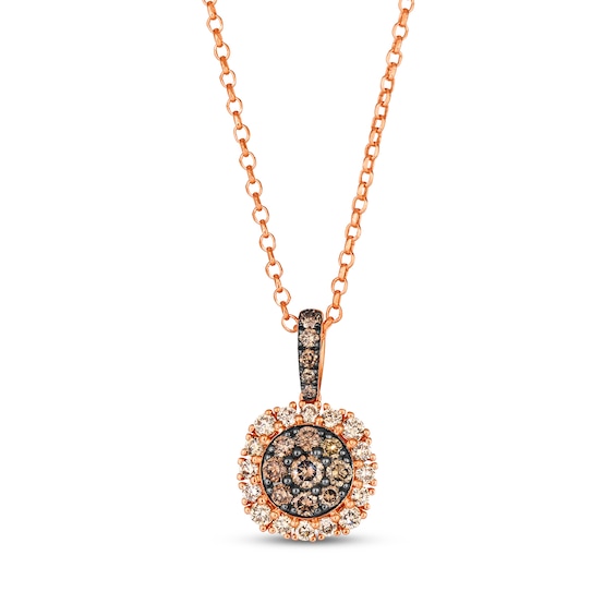 Le Vian Diamond Circle Necklace 7/8 ct tw 14K Strawberry Gold 19"
