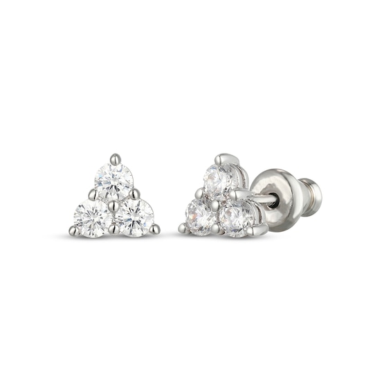 Rocksbox The Vanessa Lab-Grown Diamond Three-Stone Stud Earrings 1/2 ct tw Sterling Silver