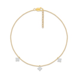 KAY Lab-Grown Diamonds Clover Dangle Anklet 1/3 ct tw 10K Yellow Gold 10"