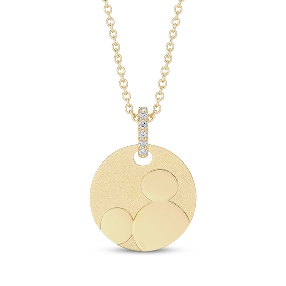 Disney Treasures Mickey Mouse Lab-Grown Diamond Disc Necklace 1/20 ct tw 24K Yellow Gold Vermeil Sterling Silver 19"
