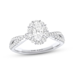 THE LEO Diamond Certified Oval-Cut Halo Engagement Ring 1 ct tw 14K White Gold
