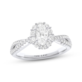 THE LEO Diamond Certified Oval-Cut Halo Engagement Ring 1 ct tw 14K White Gold