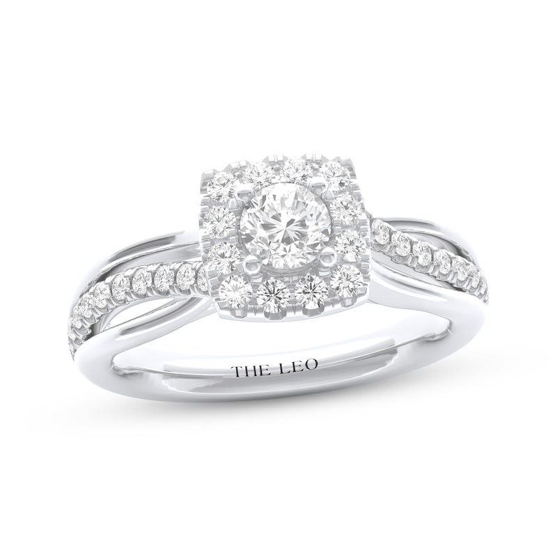 Main Image 1 of THE LEO Diamond Certified Round-Cut Halo Engagement Ring 3/4 ct tw 14K White Gold